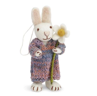 [20813] Lapin blanc avec robe multicolore & Marguerite, GRY & SIF