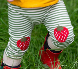 Baby Hose Gestreifte  mit Kniebesatz Erdbeeren, LGR