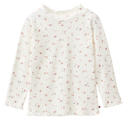 T-shirt à manches longues avec col "Blanc/Fleurs", PWO