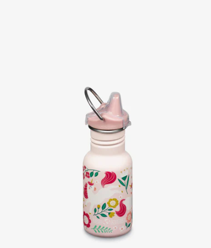 [1011201] Kid Classic Trinkflasche (355 ml) mit auslaufsicherem Verschluss, Leaping Unicorns, Klean Kanteen 