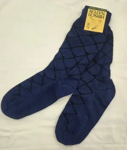 Chaussettes en mérinos cobalt, 60%mérinos, 40%coton, Hirsch Natur