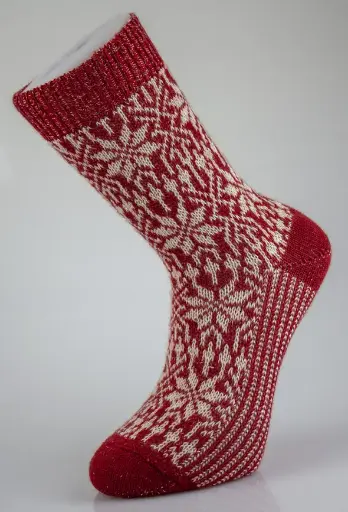 Norweger Socken Sternenmustern 100% Wolle, Hirsch Natur