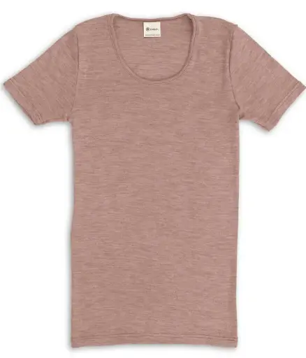 Women's short-sleeved shirt made of wool/silk, Engel