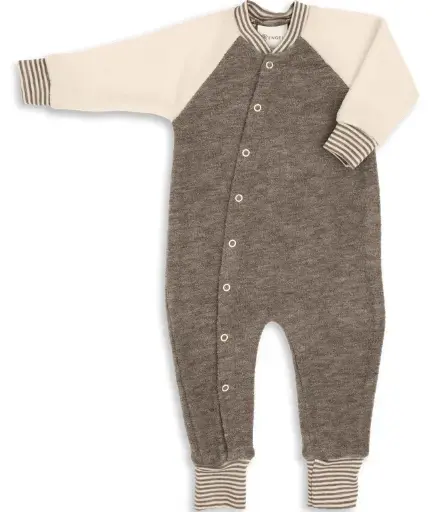 Schlafanzug ohne Fuß Wollfrottee walnuss 62/68, Engel (LNMM)