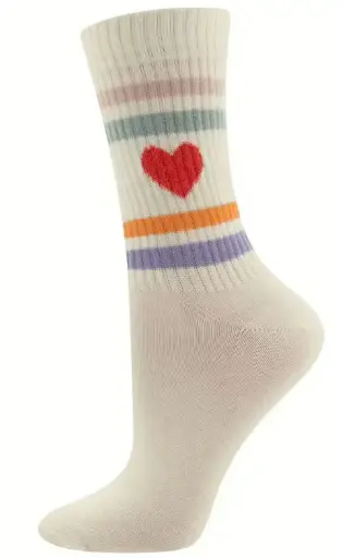 Chaussettes de tennis adultes rayées/cœur, Ewers