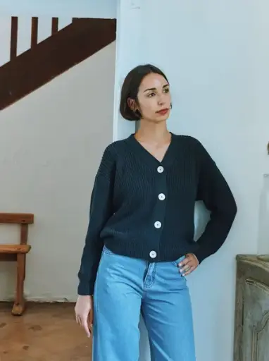 Cardigan “Mate” green, Poudre Organic