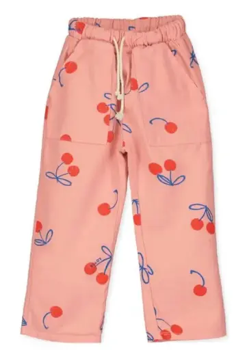 Wide Fit Twill Pockets Pants "Cherries", LötieKids