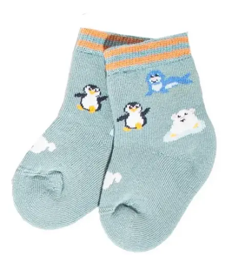 Terrycloth baby socks with Arctic animals, Grödo