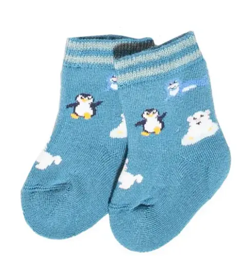 Terrycloth baby socks with Arctic animals, Grödo