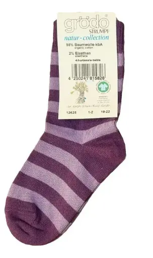 [Art.Nr.12625-1-2-rosa/lila-19-22] Baby Striped cotton socks, Grödo 