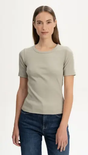 Damen Kurzarmshirt gerippt "JASLEEN", Mela