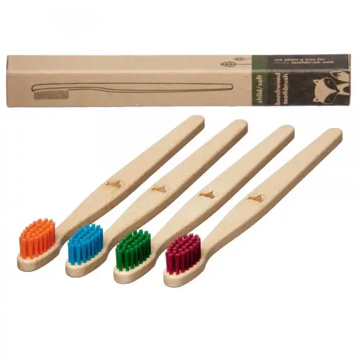 ‘Fox’ children's toothbrush made from 100% plant-based beech wood, SOFT, EcoLiving 
