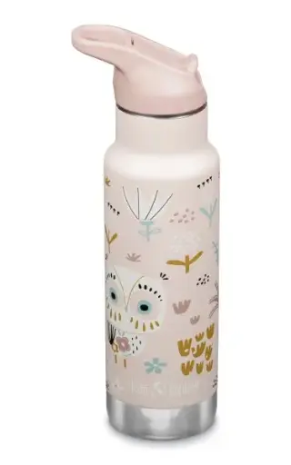 [Art. Nr.  1011213] Stainless Steel Insulated Bottle Kid Classic ‘Owls’ 355ml Flip Sport Cap, Klean Kanteen 