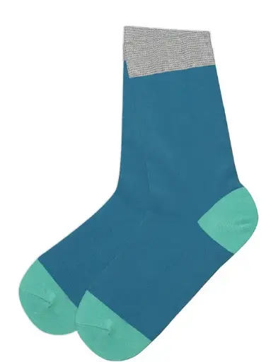 Baumwolle Socken taubenblau/kiwi, Albero-Natur (LNSH)