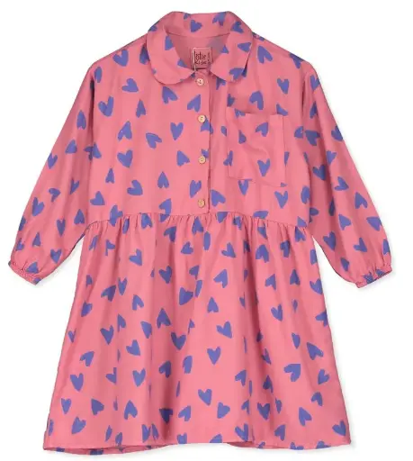Long-sleeve Buttoned Dress "Hearts", Lötiekids