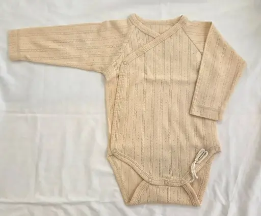 Baby bodysuit "Lierre" Long-sleeved, Poudre Organic