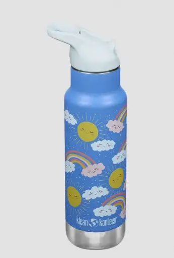 [Art.Nr.1011214] Bouteille isotherme en acier inoxydable Kid Classic rainbows 355 ml avec bouchon Flip Sport, Klean Kanteen