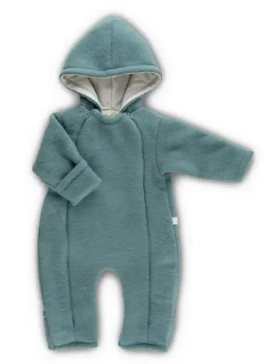 [Art.Nr.095101-09/255-sage-50/56] Baby Wollfleece Overall mit Reißverschluss, Popolini