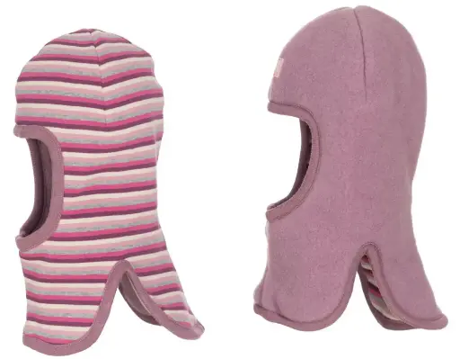 Cagoule en laine polaire reversible et en Coton"Switch" "Vieux rose", Pickapooh