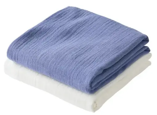 Blue/white muslin swaddles, PWO (LNSN)